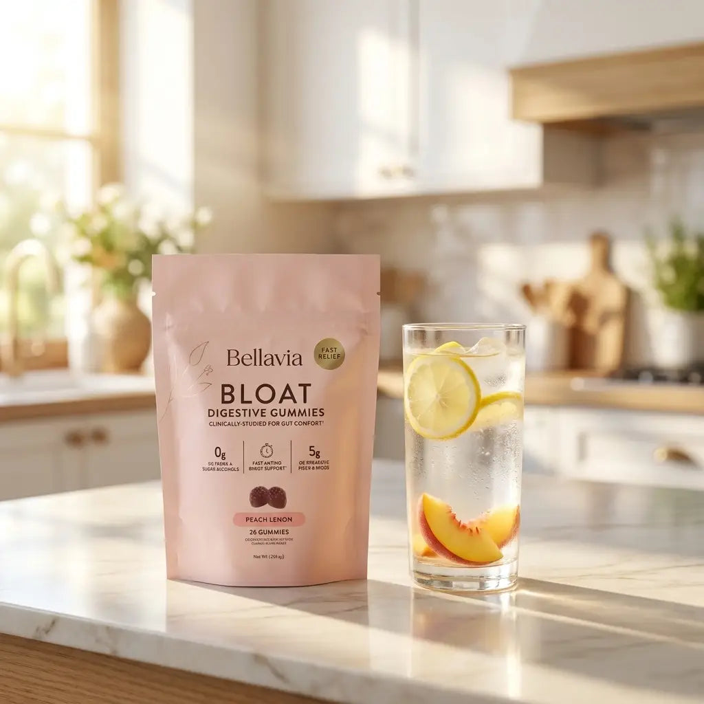 Bellavia Bloat Digestive Gummies — Peach Lemon (28 Gummies).